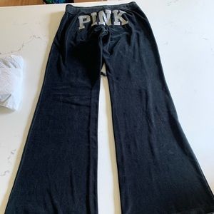 Pink velour black pants